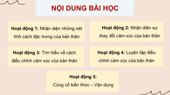 Soạn giáo án điện tử HĐTN 8 CD Chủ đề 2 - HĐGDTCĐ: Điều chỉnh cảm xúc của bản thân