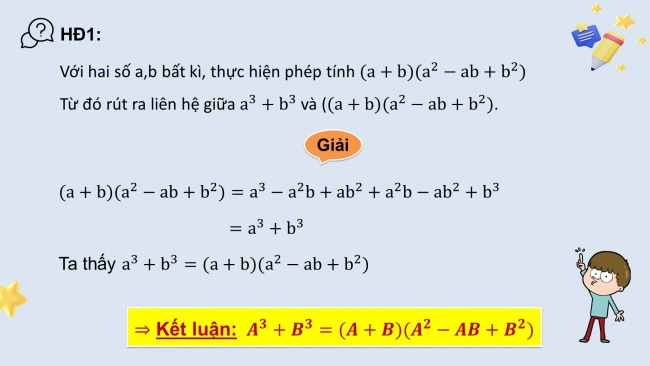 Soạn giáo án điện tử Toán 8 KNTT Bài 8: Tổng và hiệu hai lập phương