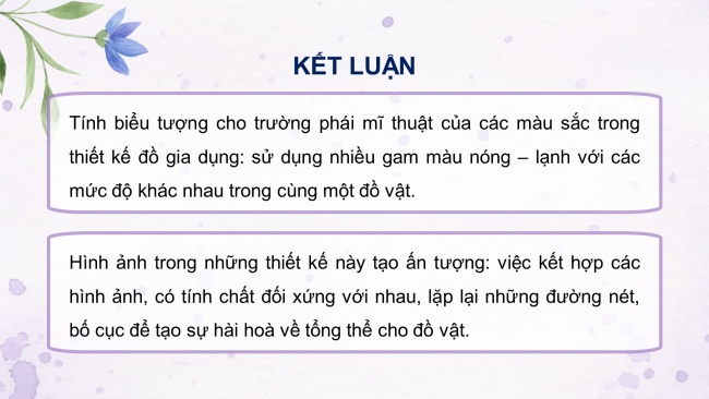 Soạn giáo án điện tử Mĩ thuật 8 KNTT Bài 8: Nghệ thuật trang trí đồ gia dụng