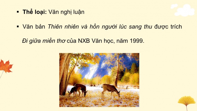 Soạn giáo án điện tử Ngữ văn 8 CTST Bài 3 Đọc 2: Thiên nhiên và hồn người lúc sang thu