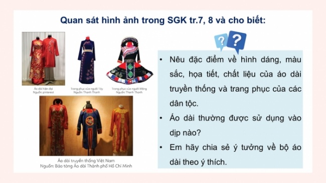 Soạn giáo án điện tử Mĩ thuật 8 CD Bài 2: Thời trang áo dài Việt Nam