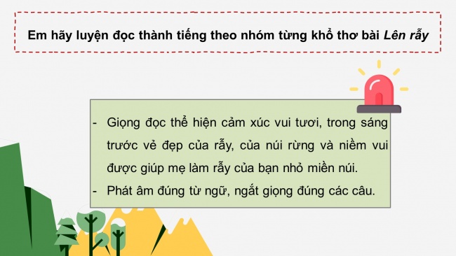 Soạn giáo án điện tử tiếng việt 4 cánh diều Bài 2 Đọc 2: Lên rẫy