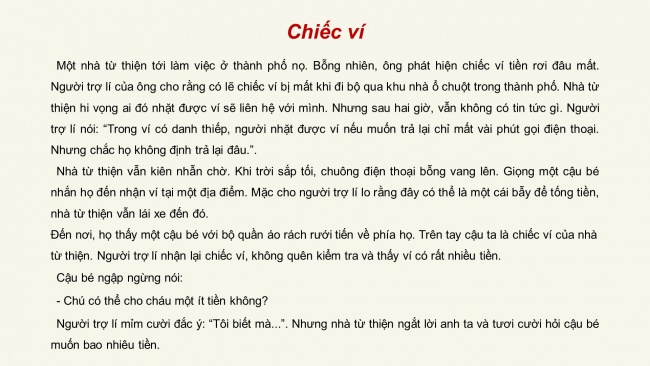 Soạn giáo án điện tử tiếng việt 4 cánh diều Bài 3 Nói và nghe 1: Kể chuyện: Chiếc ví