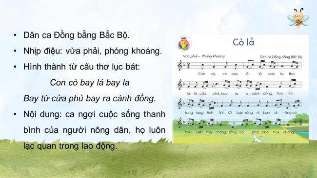 Soạn giáo án điện tử âm nhạc 4 cánh diều Tiết 5: Hát: Cò lả