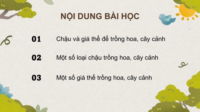 Soạn giáo án điện tử công nghệ 4 cánh diều Bài 4: Chậu và giá thể trồng hoa, cây cảnh