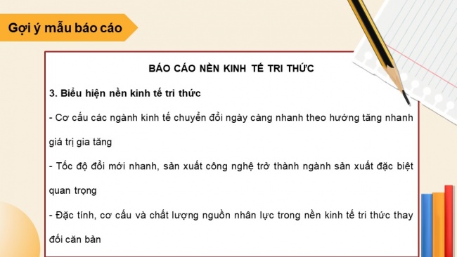 Soạn giáo án điện tử địa lí 11 KNTT Bài 5: Thực hành: Viết báo cáo về đặc điểm và biểu hiện của nền kinh tế tri thức