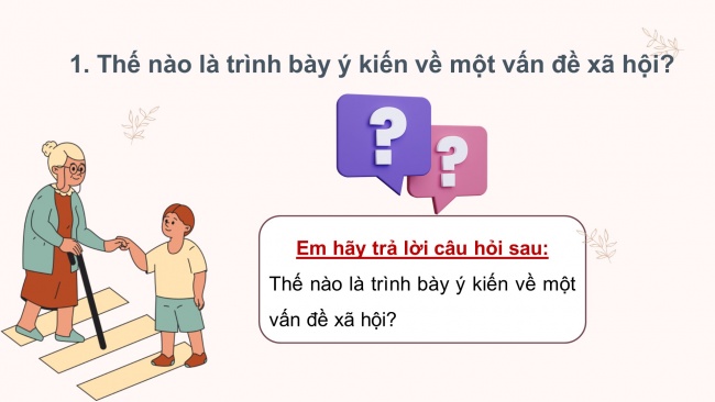 Soạn giáo án điện tử Ngữ văn 8 CD Bài 1 Nói và nghe: Trình bày ý kiến về một vấn đề xã hội
