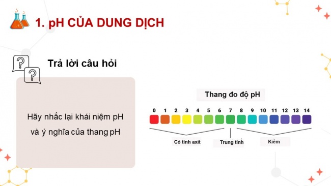 Soạn giáo án điện tử hóa học 11 Cánh diều Bài 3: pH của dung dịch, Chuẩn độ acid – base