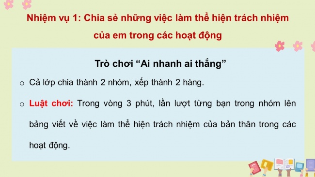 Soạn giáo án điện tử HĐTN 8 CTST (bản 2) Chủ đề 2: Thể hiện trách nhiệm của bản thân - Hoạt động 6, 7