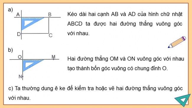 Soạn giáo án điện tử toán 4 KNTT Bài 27: Hai đường thẳng vuông góc