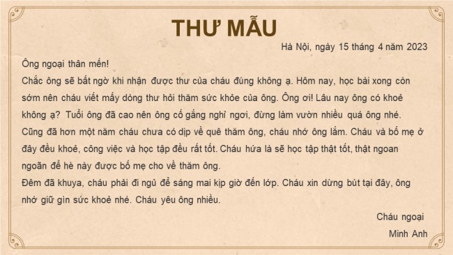 Soạn giáo án điện tử tiếng việt 4 KNTT Bài 32 Viết thư