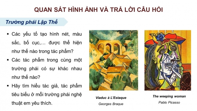Soạn giáo án điện tử Mĩ thuật 8 KNTT Bài 7: Một số trường phái mĩ thuật phương Tây thời kì hiện đại