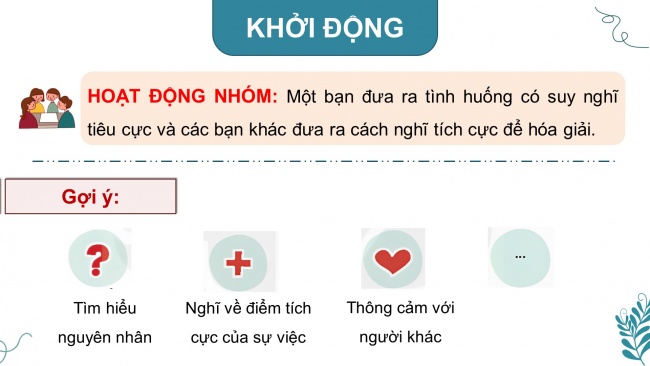 Soạn giáo án điện tử hoạt động trải nghiệm 4 KNTT Tuần 4 HĐGDTCĐ: Suy nghĩ tích cực