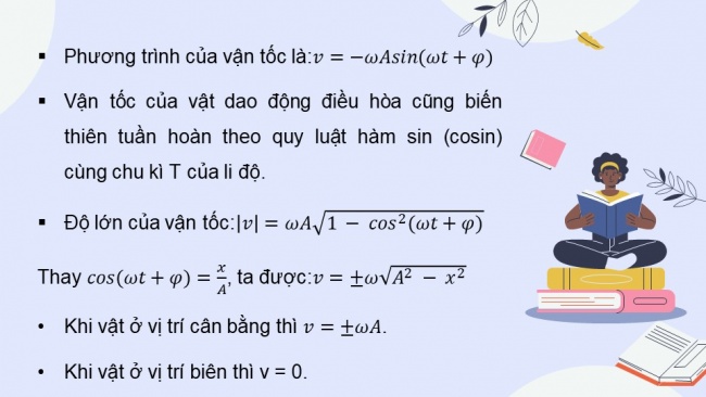 Soạn giáo án điện tử vật lí 11 KNTT Bài 3: Vận tốc, gia tốc trong dao động điều hoà