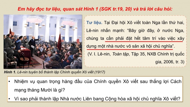 Soạn giáo án điện tử lịch sử 11 KNTT Bài 3: Sự hình thành Liên bang Cộng hoà xã hội chủ nghĩa Xô viết