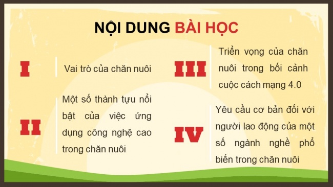 Soạn giáo án điện tử Công nghệ chăn nuôi 11 KNTT Bài 1: Vai trò và triển vọng của chăn nuôi