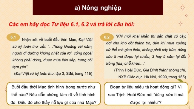 Soạn giáo án điện tử Lịch sử 8 CTST Bài 6: Kinh tế, văn hoá và tôn giáo ở Đại Việt trong các thế kỉ XVI - XVIII (P1)