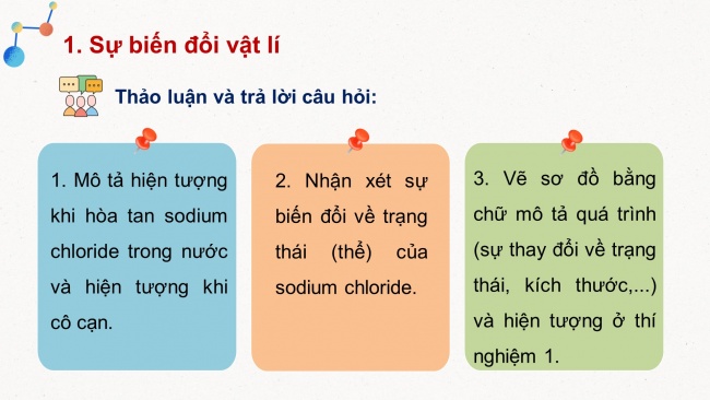 Soạn giáo án điện tử KHTN 8 CD Bài 1: Biến đổi vật lí và biến đổi hoá học