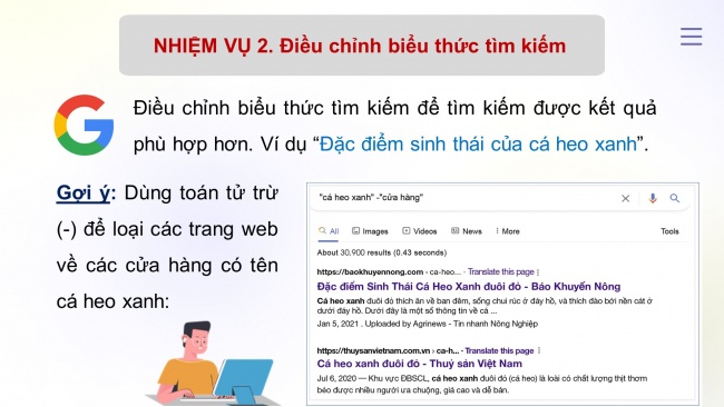 Soạn giáo án điện tử Tin học ứng dụng 11 Cánh diều Chủ đề C Bài 2: Thực hành một số tính năng hữu ích của máy tìm kiếm