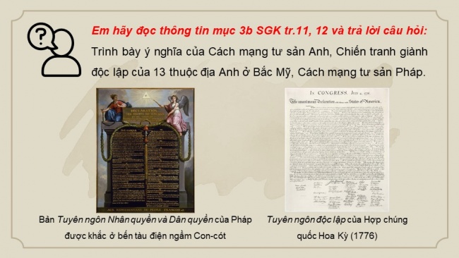 Soạn giáo án điện tử lịch sử 11 Cánh diều Bài 1: Một số vấn đề chung về cách mạng tư sản (P2)