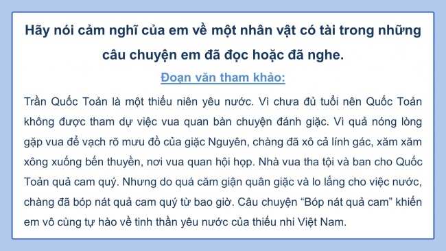 Soạn giáo án điện tử Tiếng Việt 4 CD Bài 8 Nói và nghe 1: Trao đổi: Tài năng con người