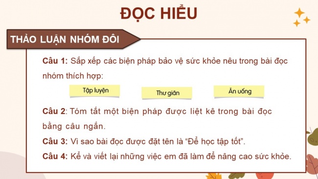 Soạn giáo án điện tử Tiếng Việt 4 CD Bài 9 Đọc 2: Để học tập tốt