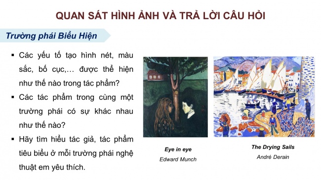 Soạn giáo án điện tử Mĩ thuật 8 KNTT Bài 7: Một số trường phái mĩ thuật phương Tây thời kì hiện đại