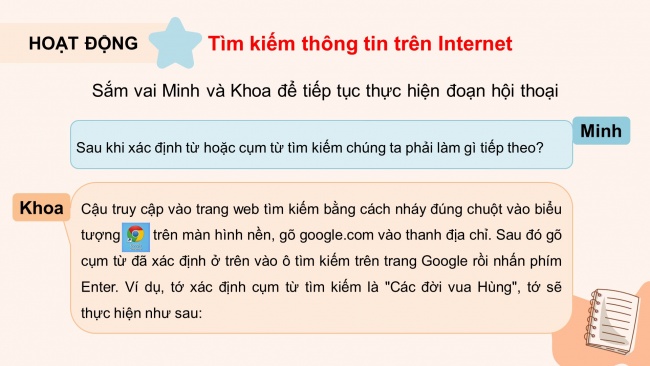 Soạn giáo án điện tử tin học 4 KNTT bài 4: Tìm kiếm thông tin trên internet