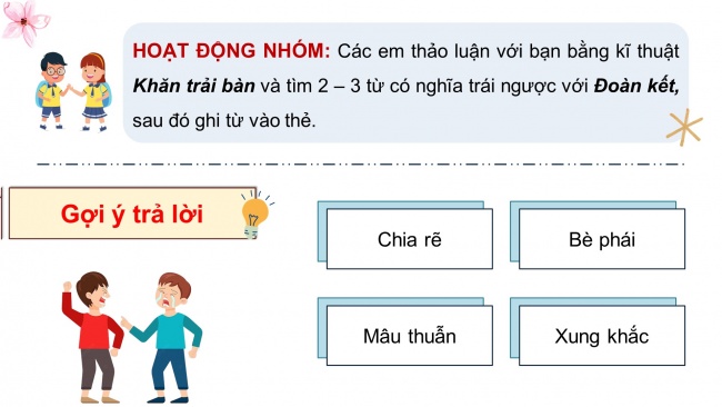 Soạn giáo án điện tử tiếng việt 4 CTST CĐ 1 Bài 8 Luyện từ và câu: Mở rộng vốn từ Đoàn kết