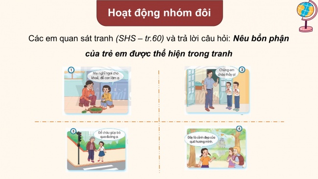 Soạn giáo án điện tử đạo đức 4 CTST bài 12: Bổn phận của trẻ em