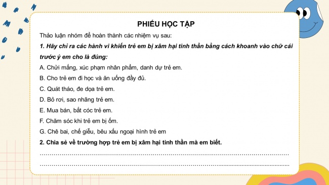 Soạn giáo án điện tử HĐTN 4 CTST bản 1 CĐ2 - Tuần 7: Nhận diện những hành vi xâm hại tinh thần - Cách phòng tránh bị xâm hại tinh thần