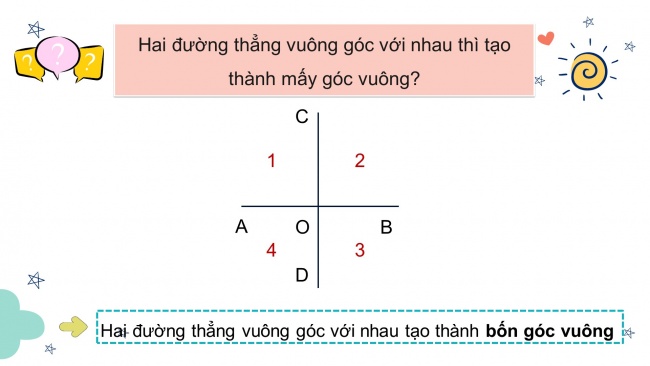 Soạn giáo án điện tử toán 4 cánh diều Bài 21: Hai đường thẳng vuông góc. Vẽ hai đường thẳng vuông góc