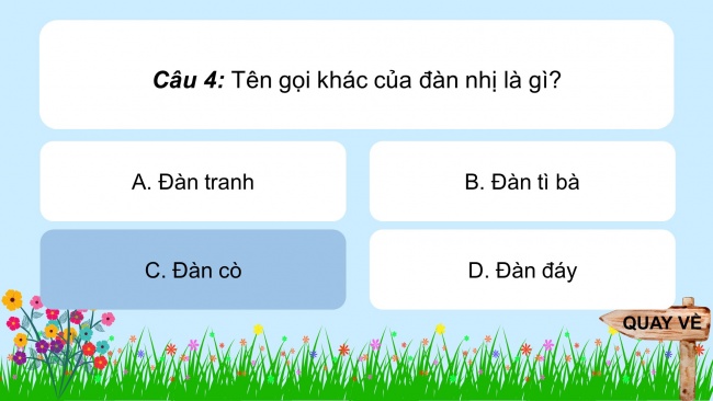 Soạn giáo án điện tử âm nhạc 4 cánh diều Tiết 4: Ôn tập nhạc cụ; Vận dụng