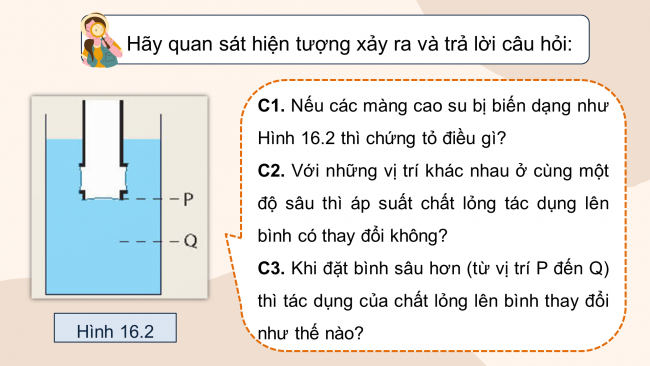 Soạn giáo án điện tử KHTN 8 KNTT Bài 16: Áp suất chất lỏng. Áp suất khí quyển