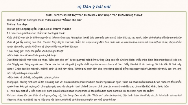 Soạn giáo án điện tử ngữ văn 11 CTST Bài 1 Nói và nghe: Giới thiệu một tác phẩm văn học hoặc một tác phẩm nghệ thuật theo lựa chọn cá nhân