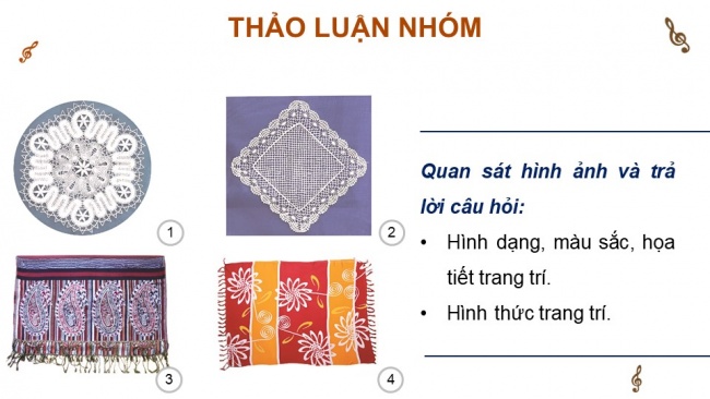 Soạn giáo án điện tử Mĩ thuật 8 CTST (bản 2) Bài 2: Trang trí khăn