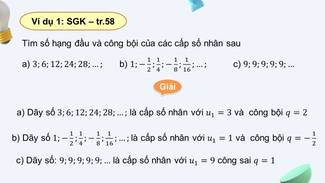 Soạn giáo án điện tử toán 11 CTST Bài 3: Cấp số nhân