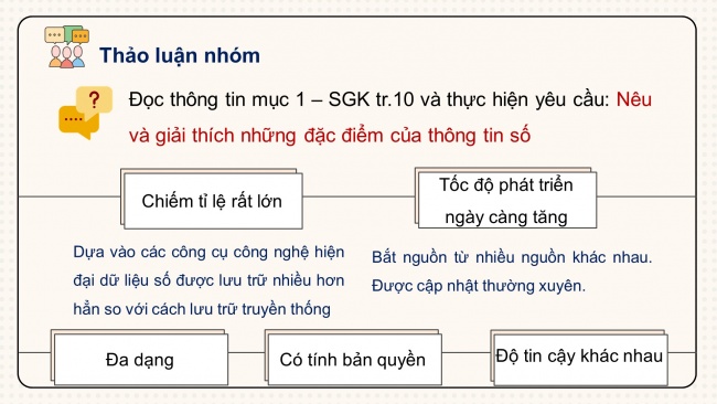 Soạn giáo án điện tử Tin học 8 CD Chủ đề C Bài 1: Dữ liệu số trong thời đại thông tin