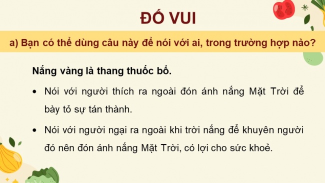 Soạn giáo án điện tử Tiếng Việt 4 CD Bài 9 Góc sáng tạo: Trò chơi: Đố vui về sức khoẻ; Tự đánh giá: Nghìn thang thuốc bổ