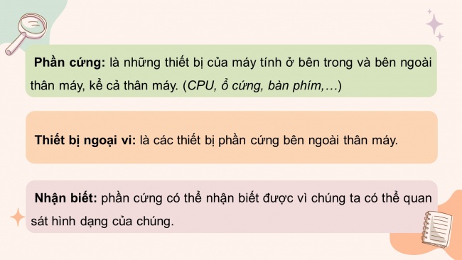 Soạn giáo án điện tử tin học 4 cánh diều Chủ đề A1 Bài 1: Phần cứng máy tính