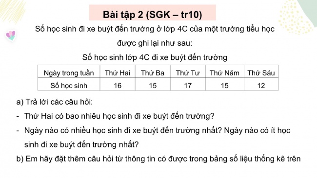 Soạn giáo án điện tử toán 4 cánh diều Bài 3: Ôn tập về một số yếu tố thống kê và xác suất