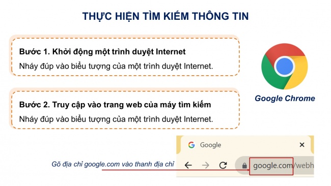 Soạn giáo án điện tử tin học 4 cánh diều Chủ đề C1 Bài 1: Tìm kiếm thông tin trên Internet