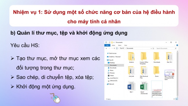 Soạn giáo án điện tử tin học ứng dụng 11 KNTT Bài 2: Thực hành sử dụng hệ điều hành