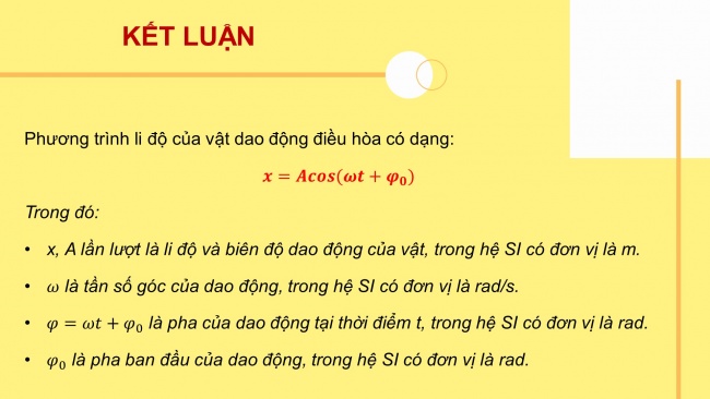 Soạn giáo án điện tử vật lí 11 CTST Bài 2: Phương trình dao động điều hoà