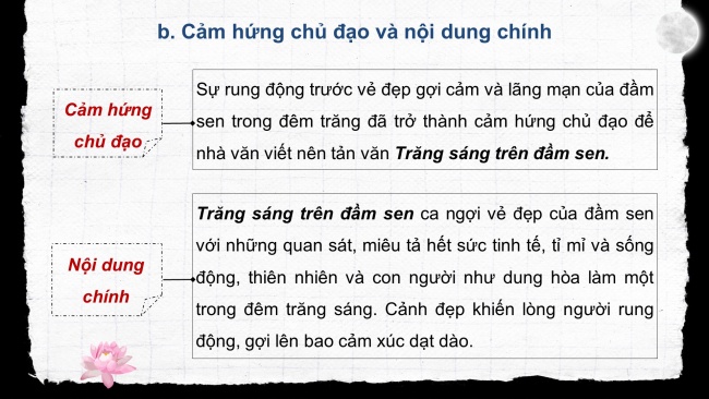 Soạn giáo án điện tử ngữ văn 11 CTST Bài 1 Đọc 4: Trăng sáng trên đầm sen