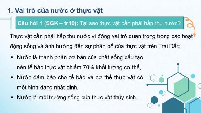 Soạn giáo án điện tử sinh học 11 CTST Bài 2: Trao đổi nước và khoáng ở thực vật (P1)