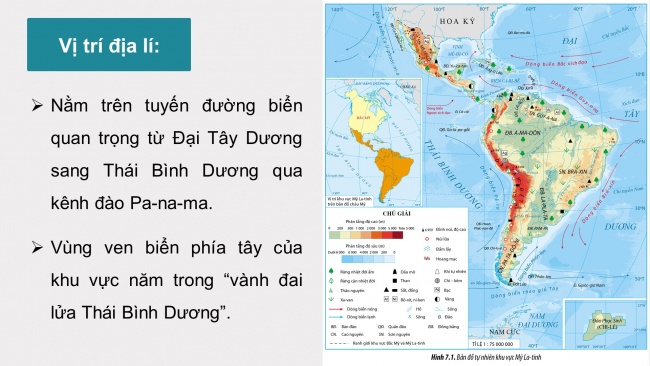 Soạn giáo án điện tử địa lí 11 Cánh diều Bài 7: Vị trí địa lí, điều kiện tự nhiên, dân cư, xã hội và kinh tế khu vực Mỹ La-tinh (Phần 1)