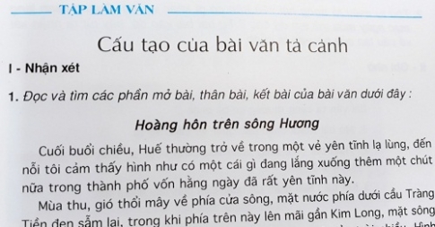 Giải bài Tập làm văn: Cấu tạo của bài văn tả cảnh