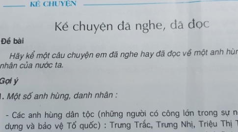 Giải bài Kể chuyện: Kể chuyện đã nghe, đã đọc