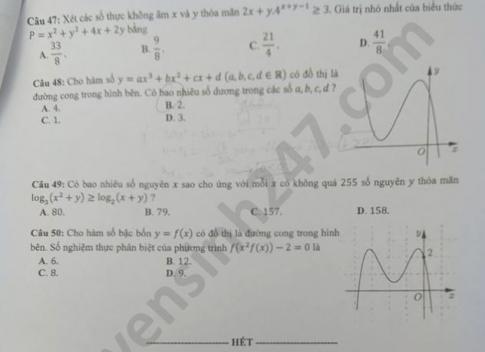 Thi THPTQG 2020: Đề thi và đáp án môn Toán mã đề 104